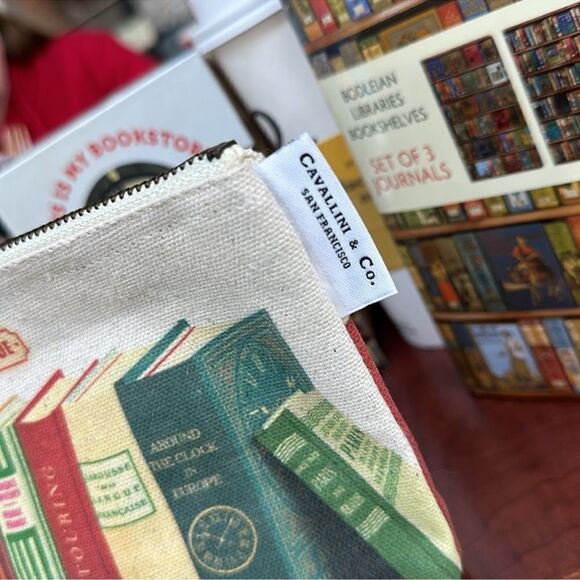 Cavallini & Co. San Francisco Library Print Vintage Cotton Leather Pouch - Picture 5 of 9